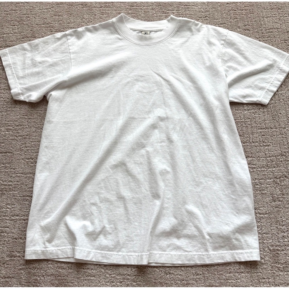 Sporty and Rich T-Shirt Large White Basic Short Sleeve Cotton Basic Unisex EUC